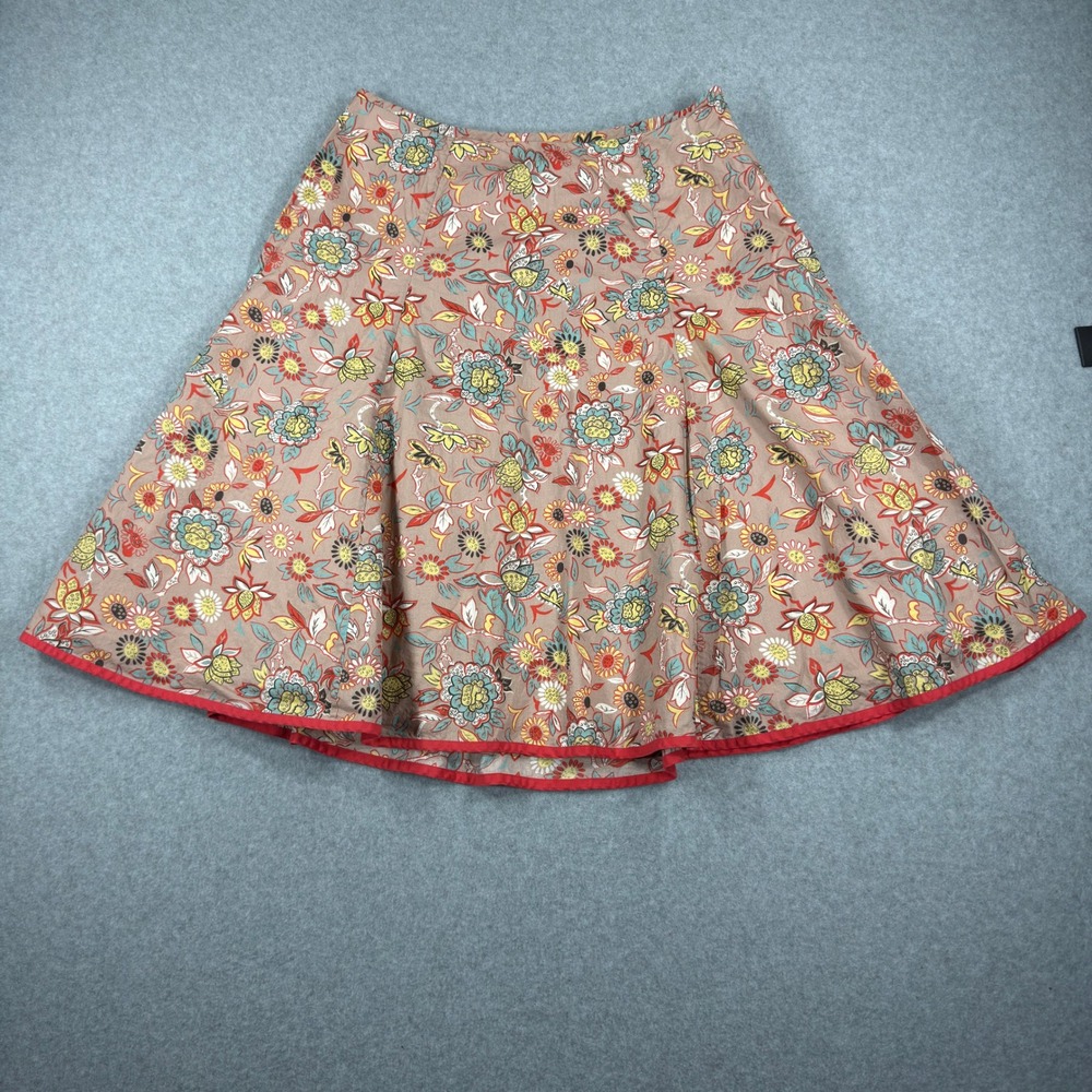 Boden Floral A-Line Knee Length Skirt Cotton Size 14R Boho Cottagecore Casual